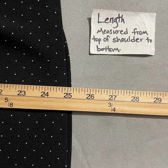 Liz Claiborne Tie Wrap Top Size XL Black White Polka Dot Office Siren Classic - Picture 9 of 9